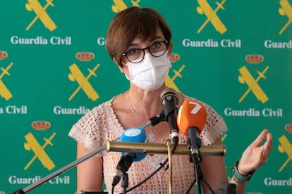 Civil Guard director María Gámez at a news conference on Tuesday in Murcia. 