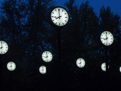 Rellotges d'una exposició a Düsseldorf (Alemanya), el 2016.