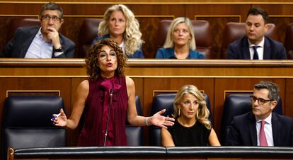 Intervención de María Jesús Montero, vicepresidenta primera y titular de Hacienda, en el Congreso, esta semana.