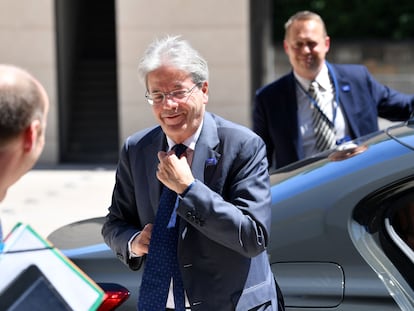 El comisario europeo de Economía, Paolo Gentiloni, a su llegada a la reunión del Eurogrupo en Luxemburgo.