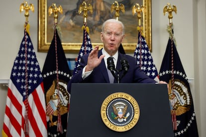 El presidente estadounidense, Joe Biden, en su discurso de hoy.