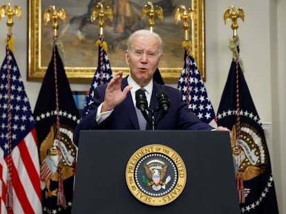 El presidente estadounidense, Joe Biden, en su discurso de hoy.