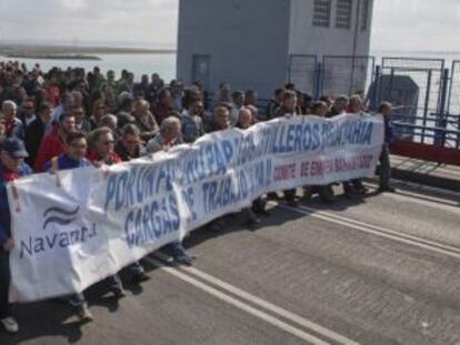 Cabeza de la manifestación de trabajadores de los tres astilleros de Navantia.