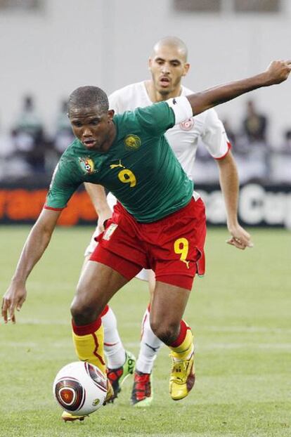 Eto'o, en un partido de Camerún.