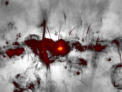 Image of the center of the Milky Way, taken with the MeerKAT radio telescope.