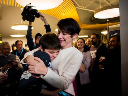 Ana Pontón, durante la noche electoral en la sede del BNG en Santiago.