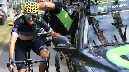 Valverde al empezar la &uacute;ltima etapa del Tour. 