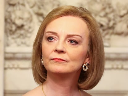 La ministra de Exteriores del Reino Unido, Liz Truss, el 27 de abril en Mansion House (Londres).