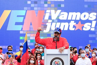 Nicolás Maduro en un acto de cierre de campaña el jueves en Caracas.