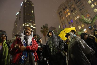 Patrisse Cullors, en una protesta en 2015 tras la muerte de un sintecho al ser tiroteado por la policía en 2015.