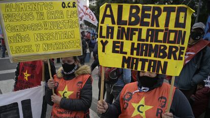 Manifestação em junho contra a fome em Buenos Aires.