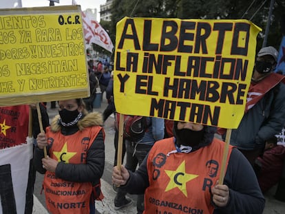 Manifestação em junho contra a fome em Buenos Aires.