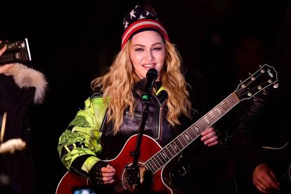 Madonna, durante su concierto en Nueva York a favor de Hillary Clinton, el pasado lunes 7.