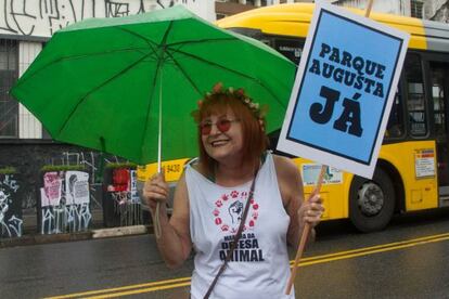 Manifestante pelo Parque Augusta no &uacute;ltimo dia 21.