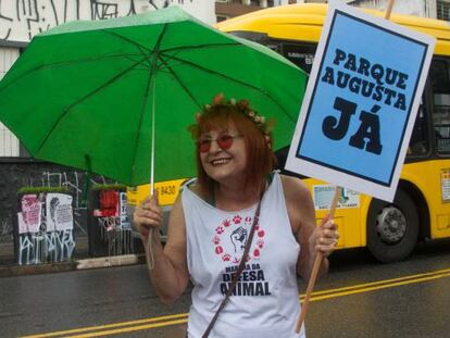 Manifestante pelo Parque Augusta no &uacute;ltimo dia 21.