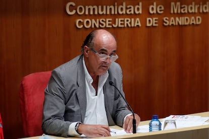 El viceconsejero de Salud Pública y Plan COVID-19 de la Comunidad de Madrid, Antonio Zapatero, en una rueda de prensa en mayo.