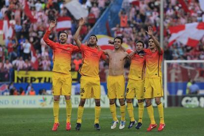 Piqué, Busquets, Cesc, Jordi Alba y Bartra