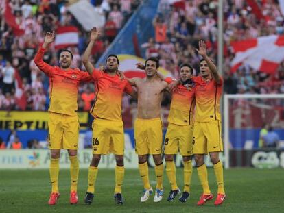 Piqué, Busquets, Cesc, Jordi Alba y Bartra