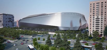 Así será el futuro Santiago Bernabéu, en una imagen facilitada por el Ayuntamiento de Madrid.