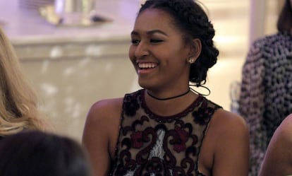 Sasha Obama, em um jantar de Estado na Casa Branca.