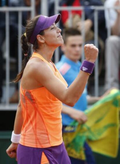 Muguruza celebra su victoria ante Schmiedlova.