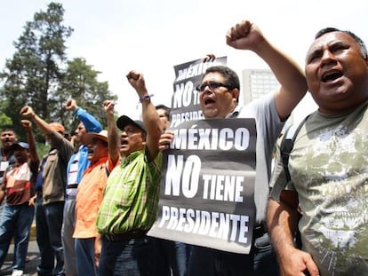 Una protesta de profesores en agosto, en el DF.