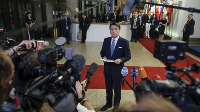 El primer ministro italiano, Giuseppe Conte, este viernes tras la reunión del Consejo Europeo.