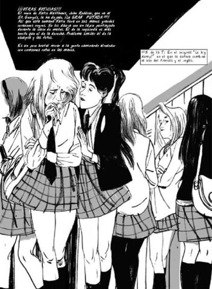 Una viñeta de <i>Skim</i><b>, </b>de las canadienses Jillian y Mariko Tamaki.