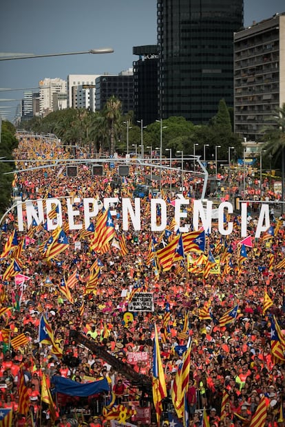 Vista general durante la manifestación independentista en Barcelona.