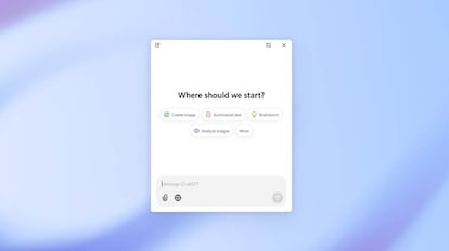 Pantalla de inicio de la aplicación ChatGPT para Windows