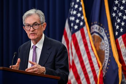 Jerome Powell, en la rueda de prensa de este jueves.