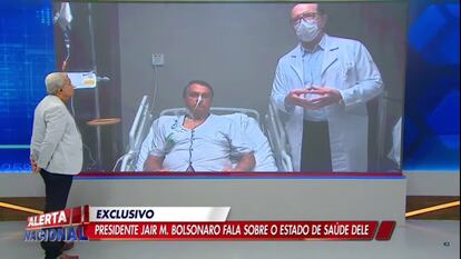 O presidente Jair Bolsonaro e o médico Antônio Macedo participam do programa 'Alerta Geral', da TV A Crítica e da RedeTV!.