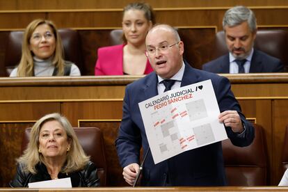 El portavoz popular en el Congreso, Miguel Tellado, interviene durante la última sesión de control del año este miércoles.