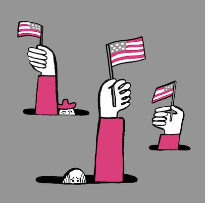 Ilustración de Cinta Arribas para la tribuna 'El débil 'hombre fuerte' de Estados Unidos', de Timothy Snyder, 9 de junio de 2025.
