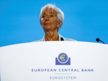 La presidenta del BCE; Christine Lagarde, durante la rueda de prensa posterior al Consejo de Gobierno del BCE del 6 de junio de 2024.