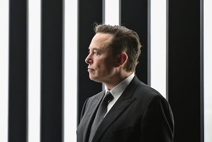 Elon Musk, en la fábrica de Tesla en Berlín en marzo de 2022.