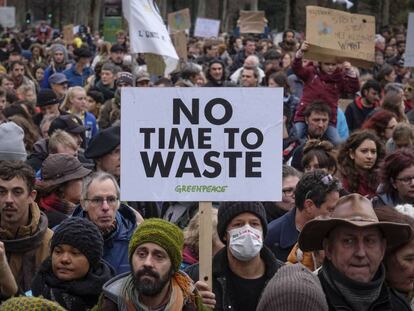 Manifestación en Bruselas en domingo contra el cambio climático. 