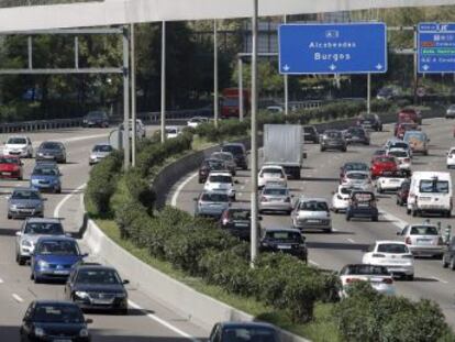 Imagen de archivo de la salida desde Madrid por la A1, dirección Burgos.