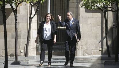 Reunión entre la alcaldesa Ada Colau y el presidente de la Generalitat Quim Torra
