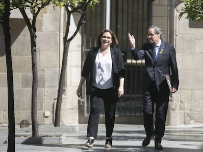 Reunión entre la alcaldesa Ada Colau y el presidente de la Generalitat Quim Torra