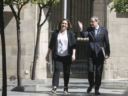 Reunión entre la alcaldesa Ada Colau y el presidente de la Generalitat Quim Torra