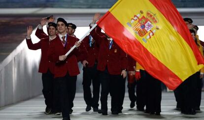 La delegación española, encabezada por Javi Fernández.