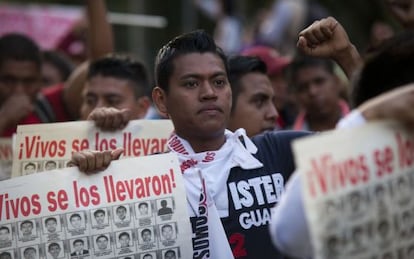 Demonstrators in Mexico City on Wednesday.