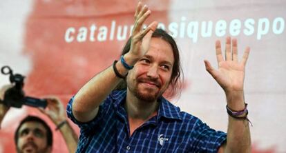 Pablo Iglesias, en Sant Boi de Llobregat (Barcelona).