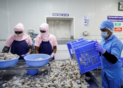 Trabajadores en Vishakhapatnam, India