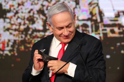 El primer ministro israelí, Benjamín Netanyahu, en Jerusalén tras las elecciones del 23 de marzo.