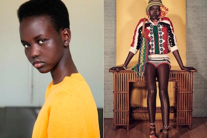 Adut Akech, a la derecha, en la campaña de Zara fotografiada por Meisel.