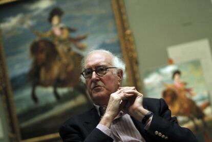 Hispanist Jonathan Brown, posing in the Prado museum in the Velázquez hall. Seeing the artist's work was, he says, "love at first sight."