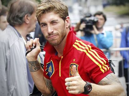 Sergio Ramos, ayer en Kiev.