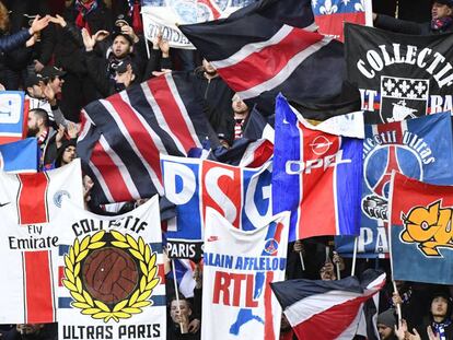 Aficionados del PSG en el partido contra el Rennes, el 14 de enero.